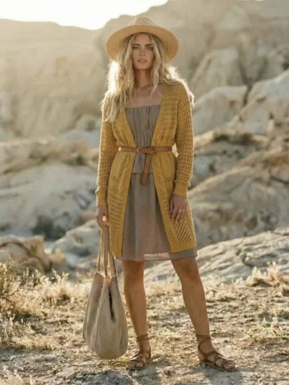 Mustard yellow knit long cardigan urban side slits medium moral fiber outfitters